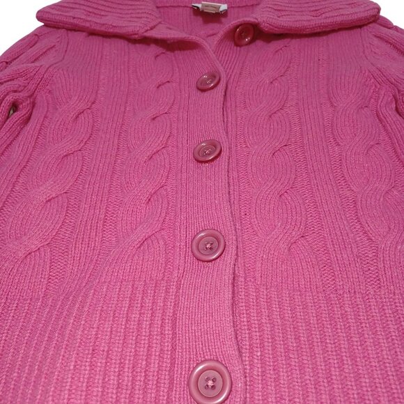 Loft Shawl Collar Cable Knit Cardigan Pink Wool Angora Small Petite Soft Girl - Picture 3 of 9